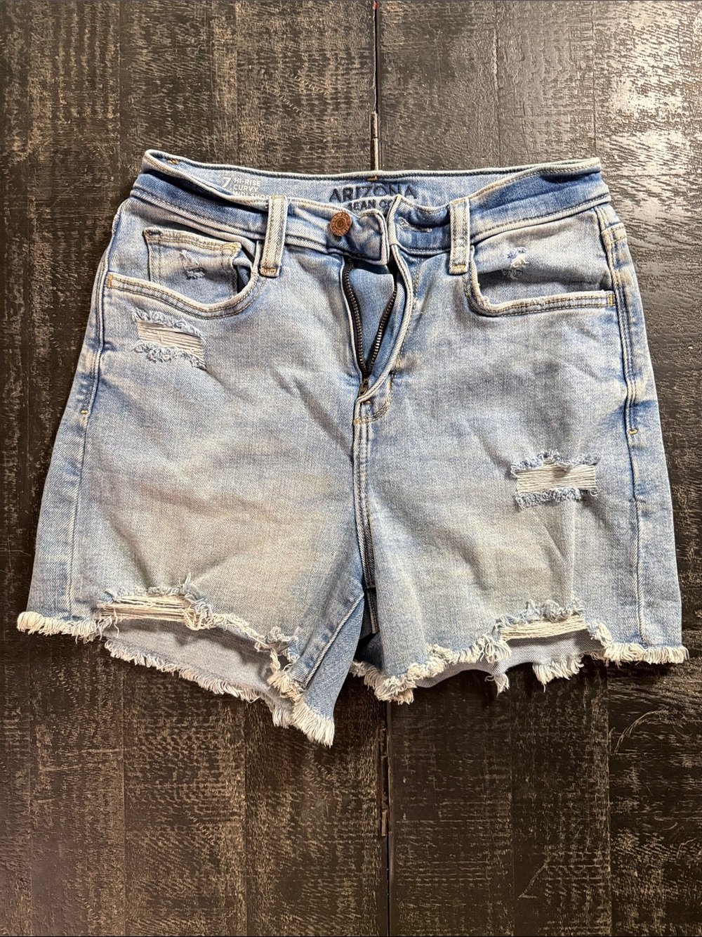 Arizona Jean Company Light Blue Distressed Cutoff Denim Shorts